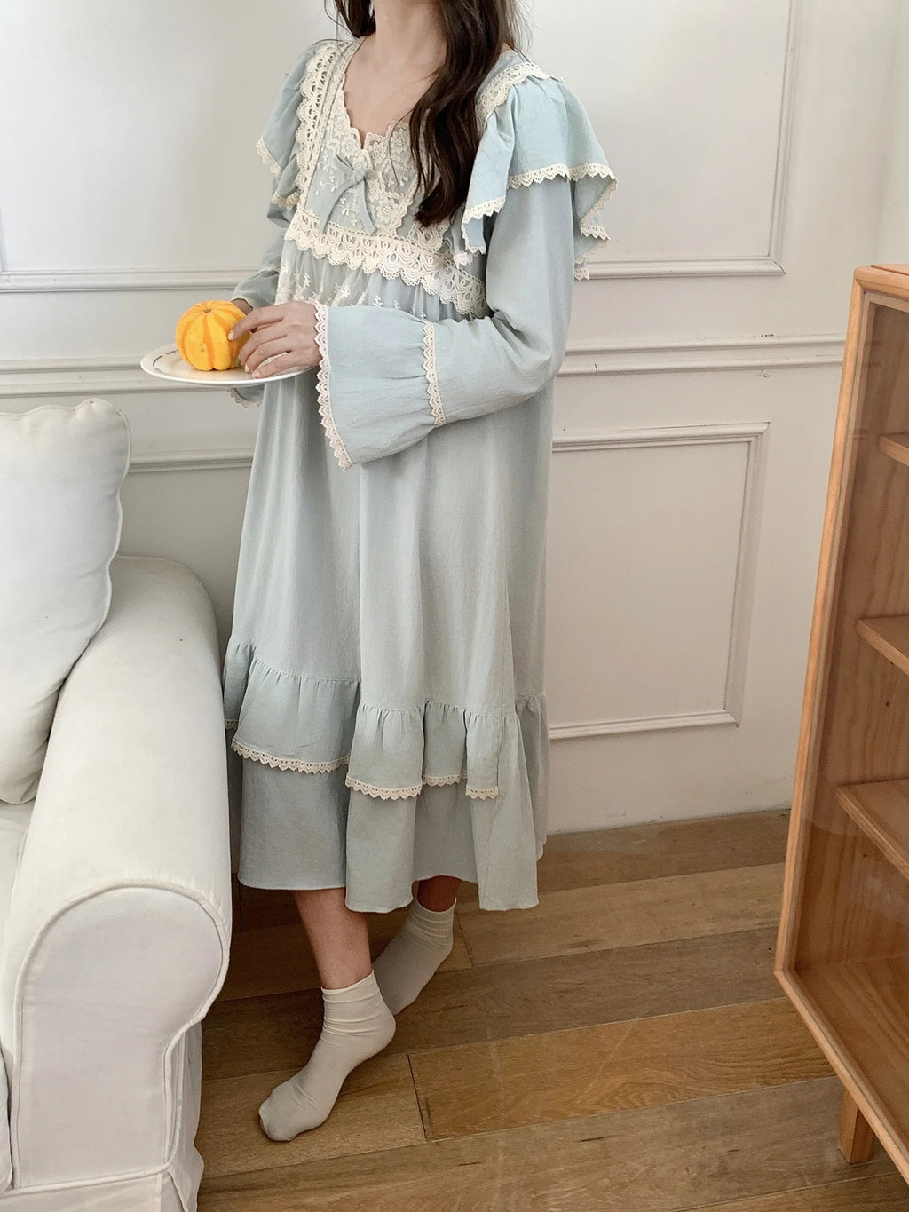 Vintage Lace-Trimmed Cozy Loungewear