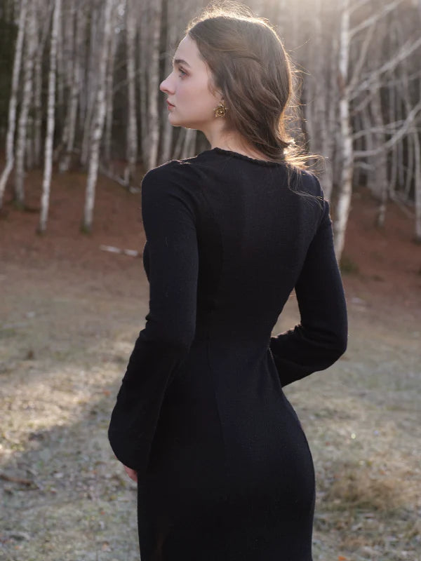 Classic Grace Black Cable Knit Dress