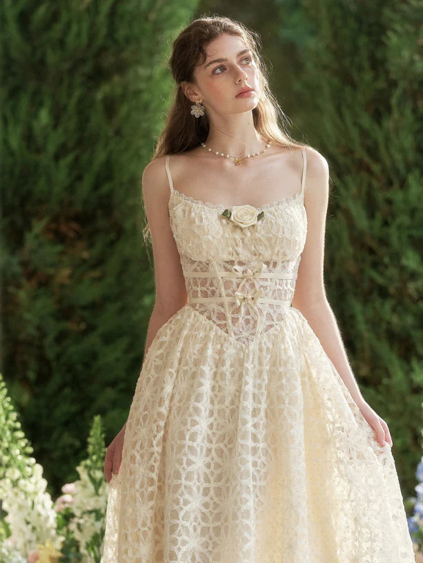 Cream Lace Garden Corset Dress