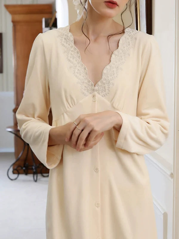 Floral Cream Elegance Nightgown