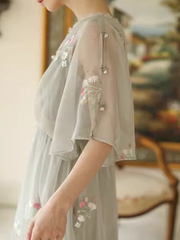 Grey Floral Blossom Dress