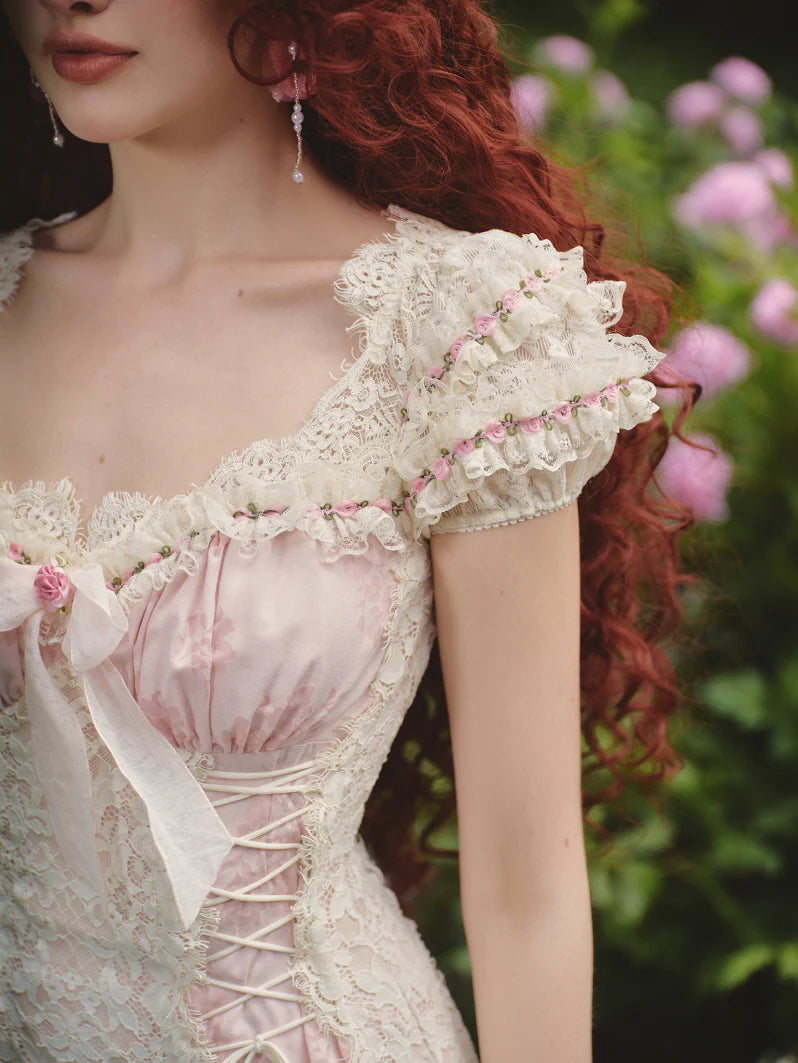 Enchanted Rose Garden Lace-Up Dress