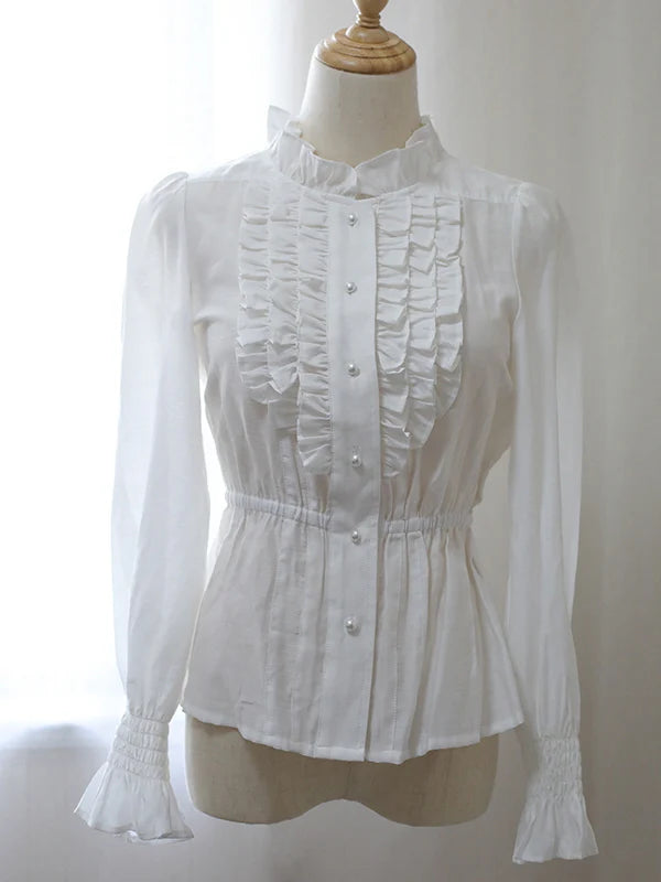 Vintage Ruffle Accent Blouse