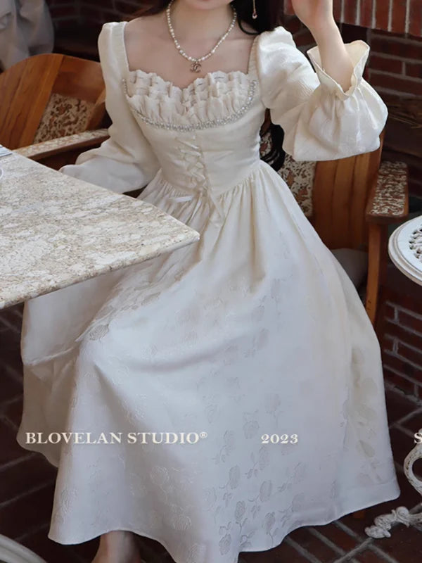 Elegant Lace Princess Ivory Dress