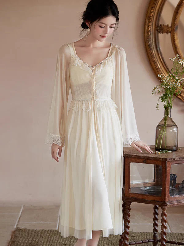 Pure Elegance Yellow Nightgown Set