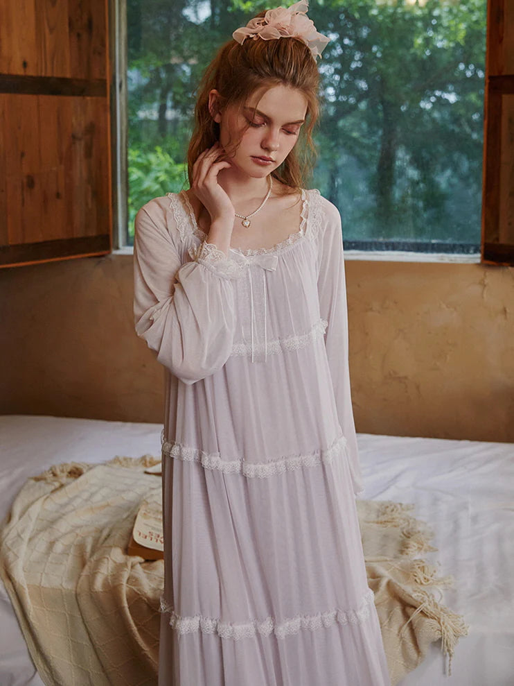 Dreamy Lace-Trimmed Fairycore Nightgown