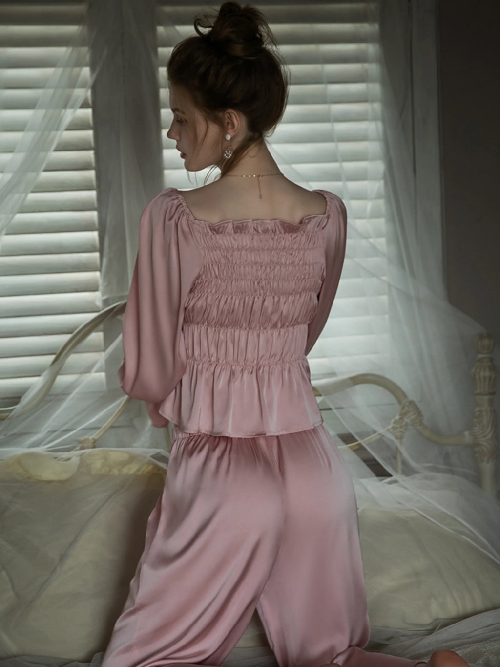 Pearl-Embellished Pink Lounge Set