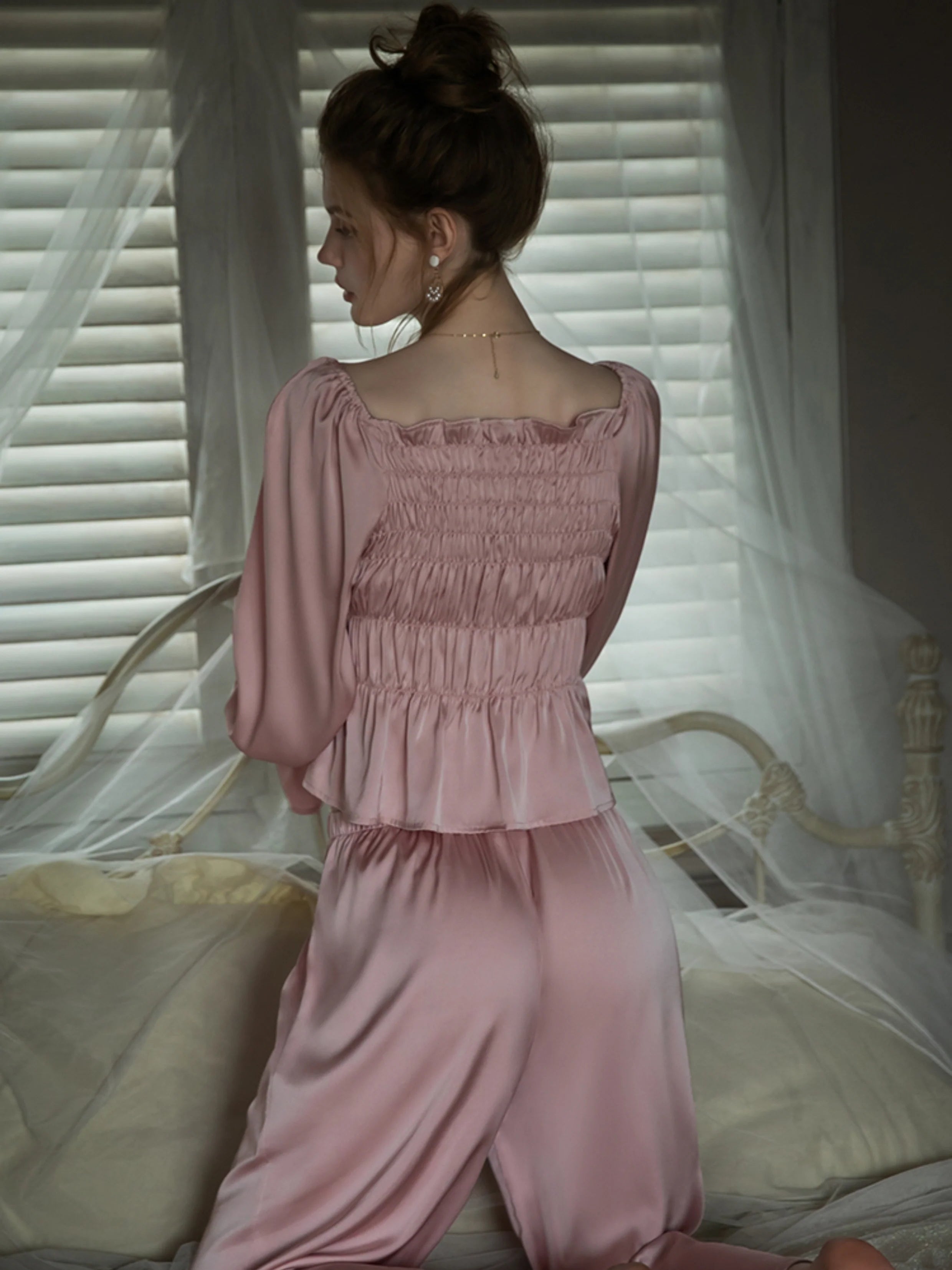 Pearl-Embellished Pink Lounge Set