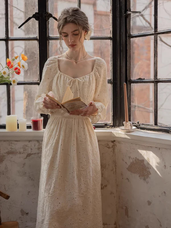 Romantic Embroidered Ivory Dress