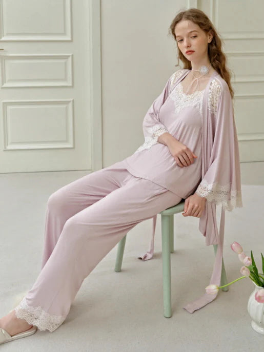 Lace Elegance 3-Piece Loungewear Set
