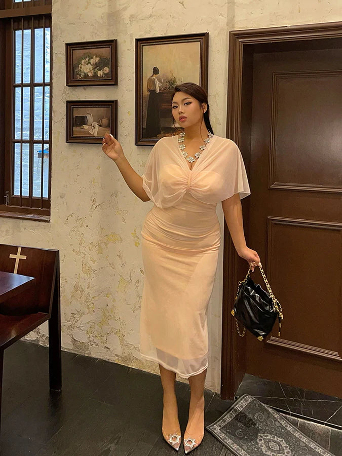 Fairy Veil Draped Mesh Dress