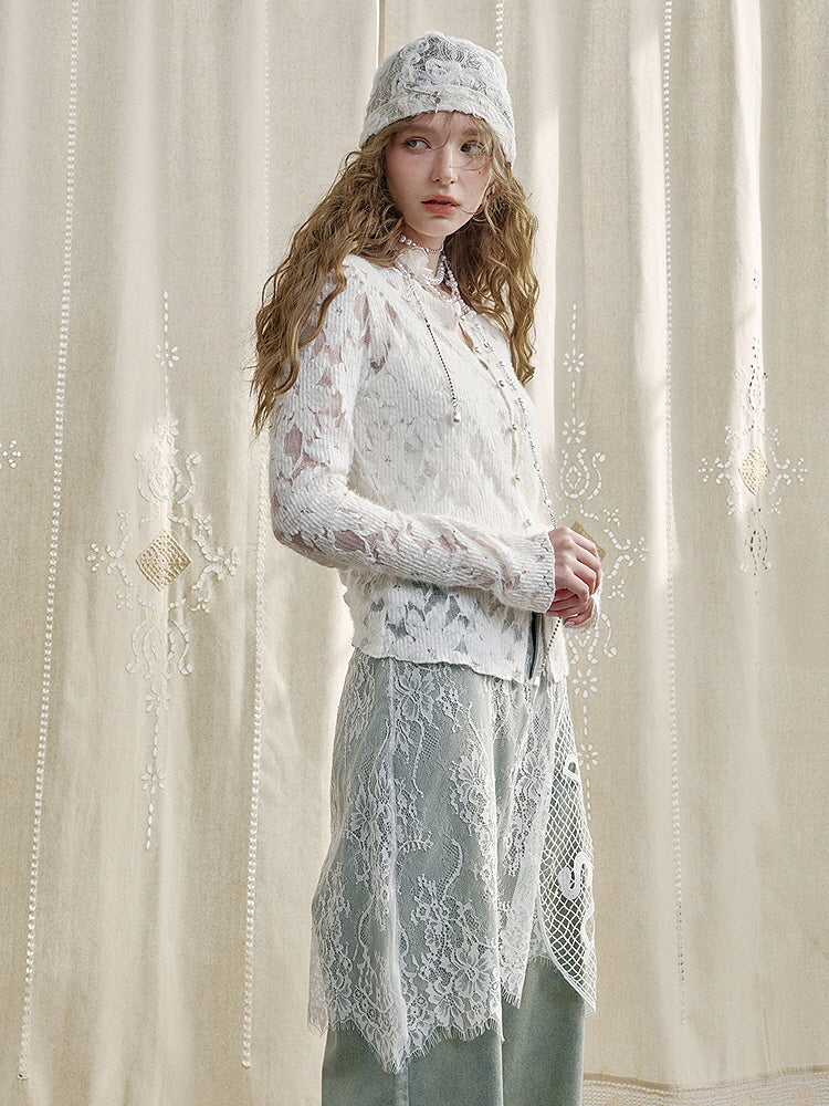 Ivory Whisper Lace Knit Cardigan
