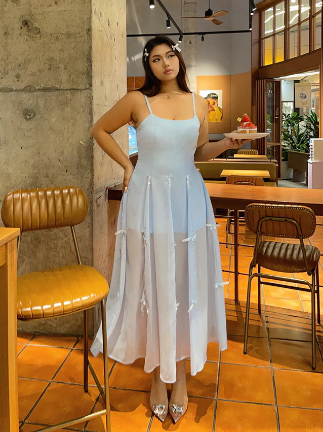 Blue Ribbon Balloon Hem Dress