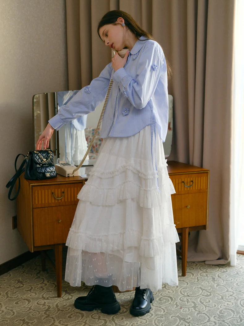 Ethereal Layered White Tulle Skirt