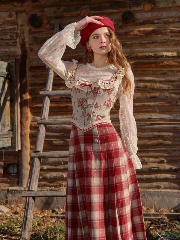 Vintage Floral Lace Long Blouse