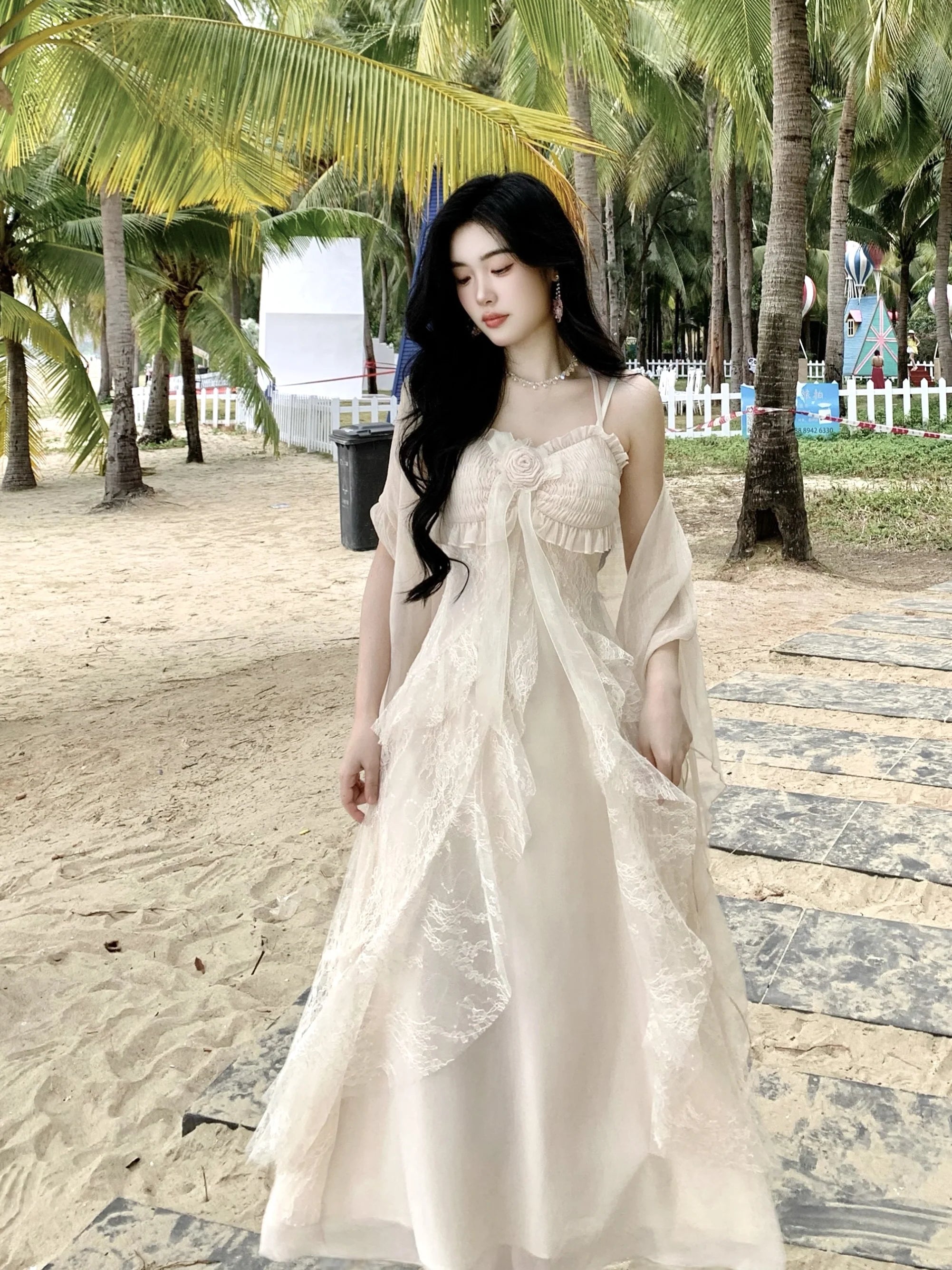 Ethereal Lace Rose Gown