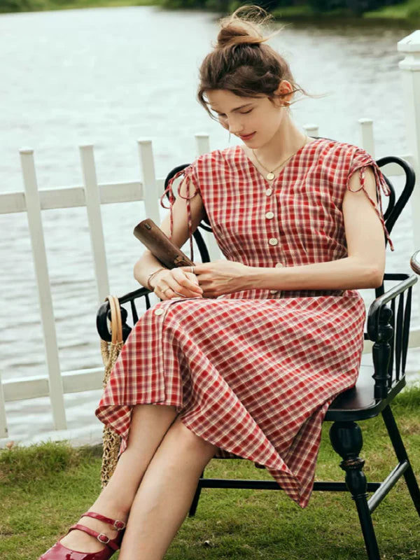 Vintage Checkered Charm Dress