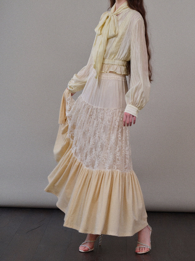 Vintage Lace Tiered Maxi Skirt