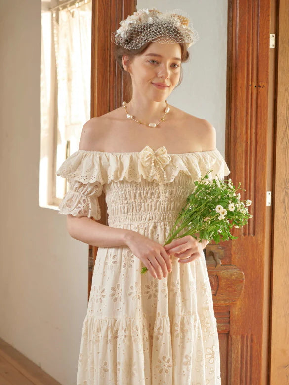 Ruffle Neckline Vintage Daisy Garden Dress