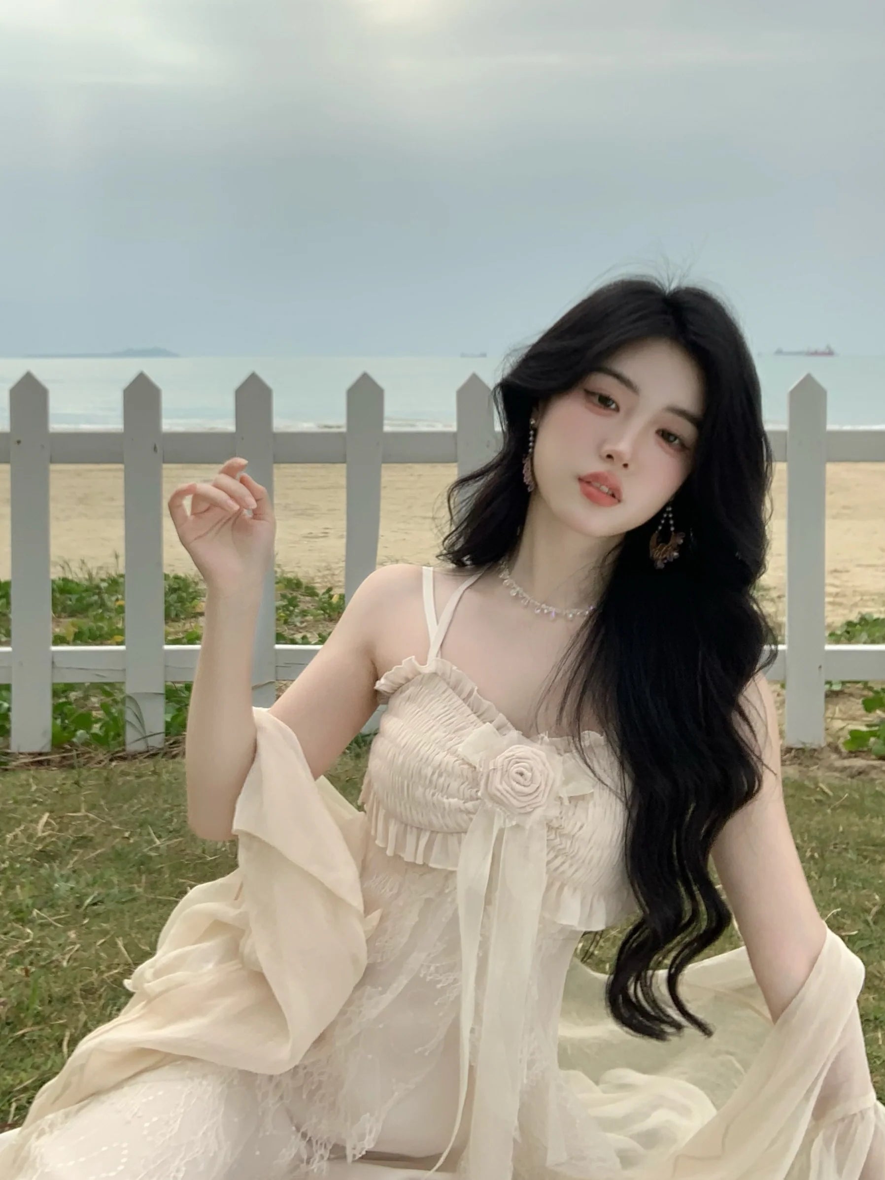 Ethereal Lace Rose Gown