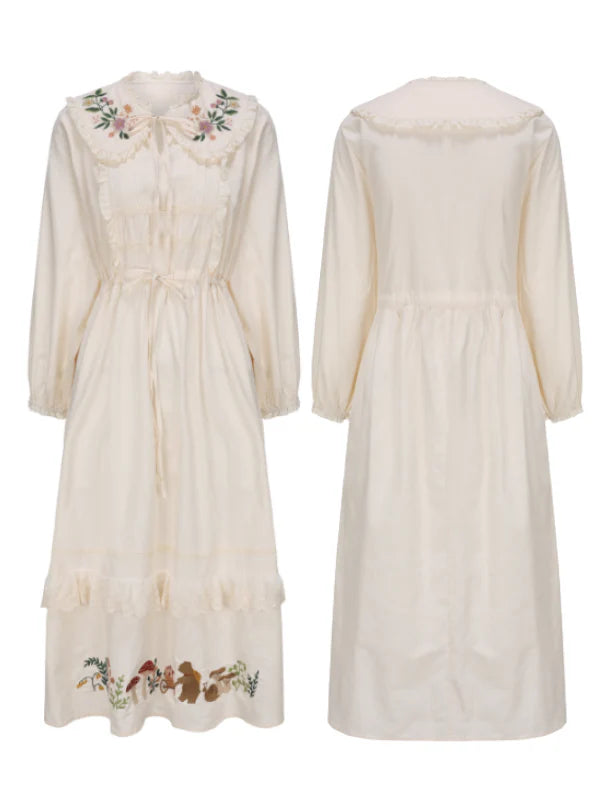 Woodland Story Embroidered Cotton Dress