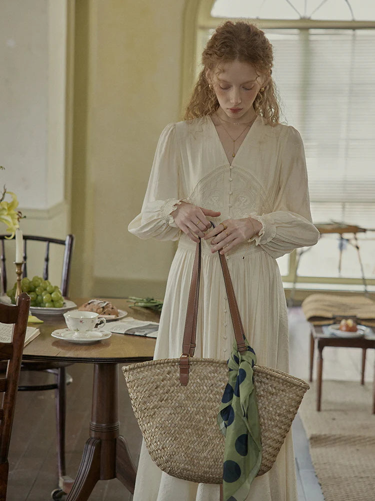 Botanical Elegance Puff Sleeve Dress