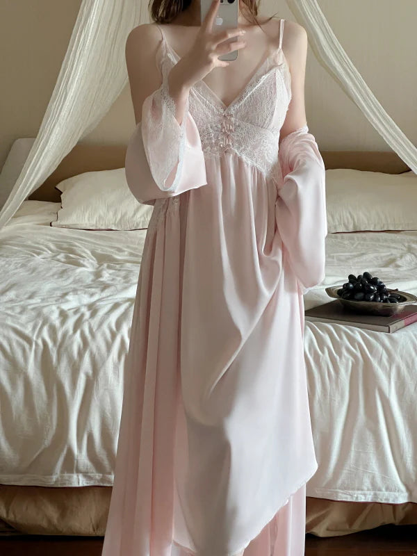 Blush Petal Veil Nightgown Set