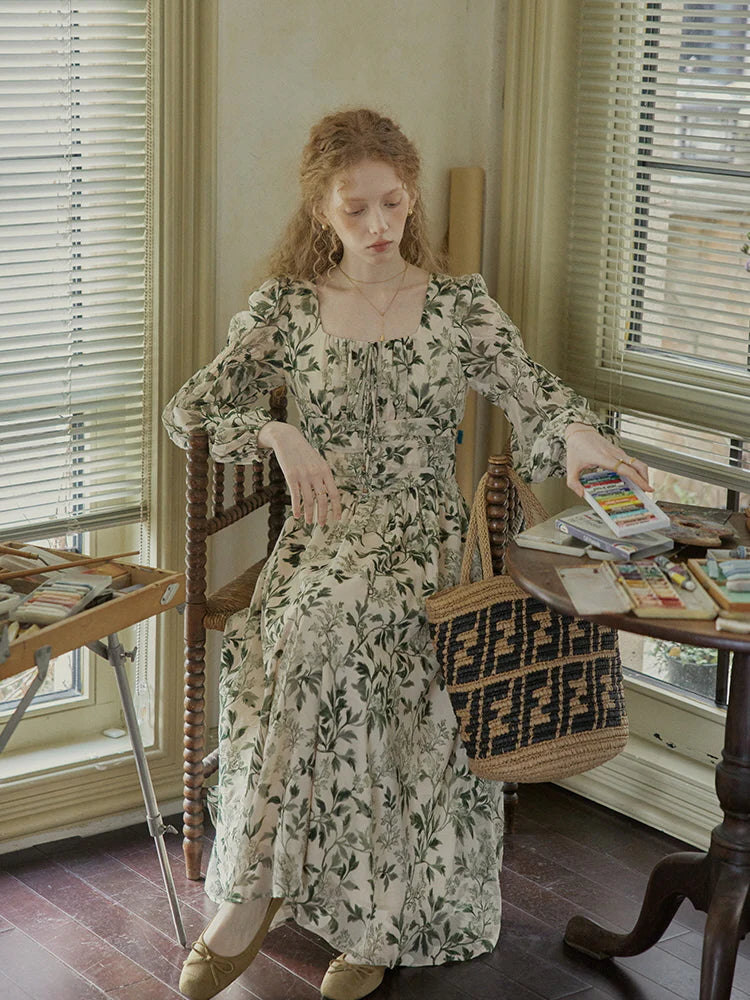 Vintage Botanical Elegance Dress