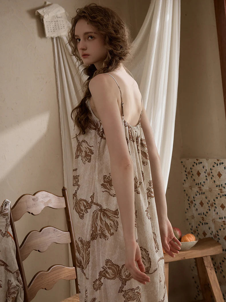 Woodland Toile Print Nightgown & Robe Set