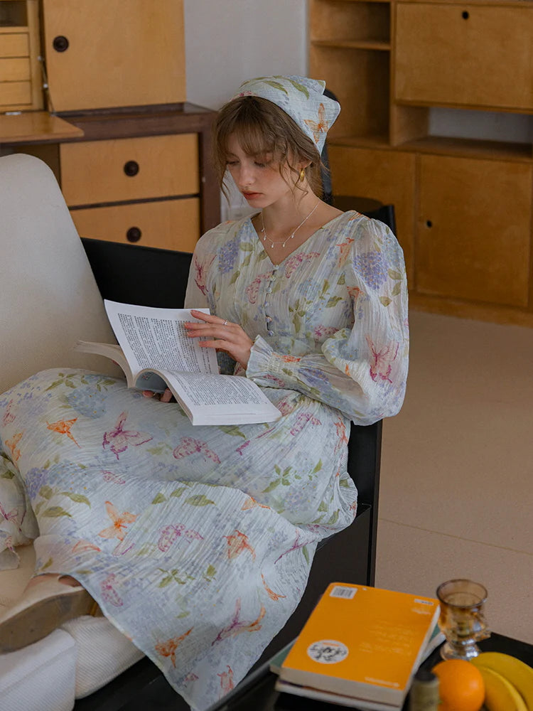 Watercolor Floral Long Sleeve Dress