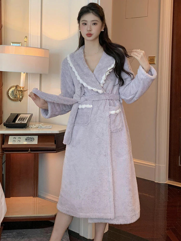 Pom Pom Velvet Winter Robe
