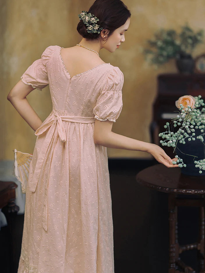 Blush Embroidered Cotton Tea Dress