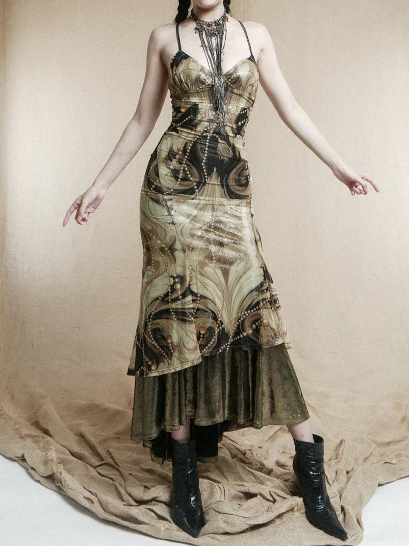 Baroque Pearl Metallic Slip Dress