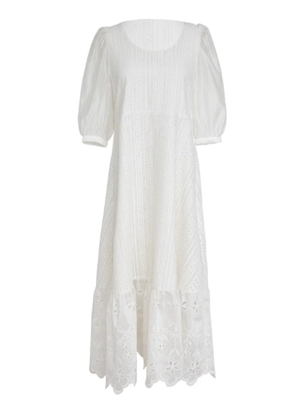 White Flower Lace Summer Dress