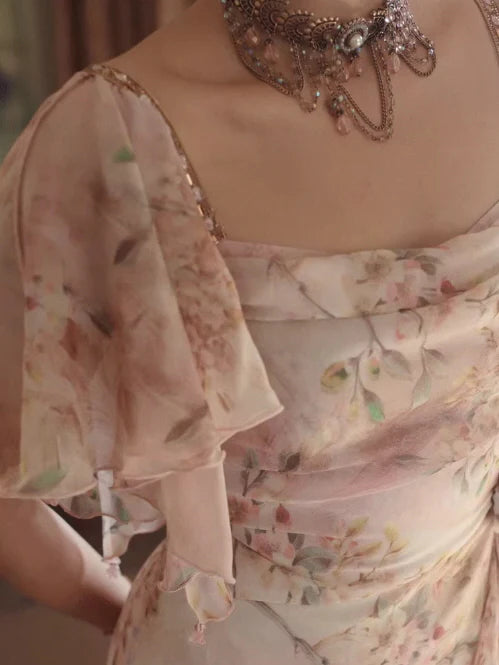 Whispering Petals Chiffon Dress