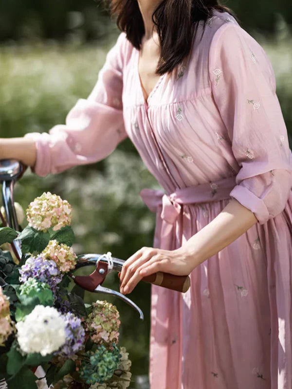 Sunlit Garden Floral Embroidered Dress