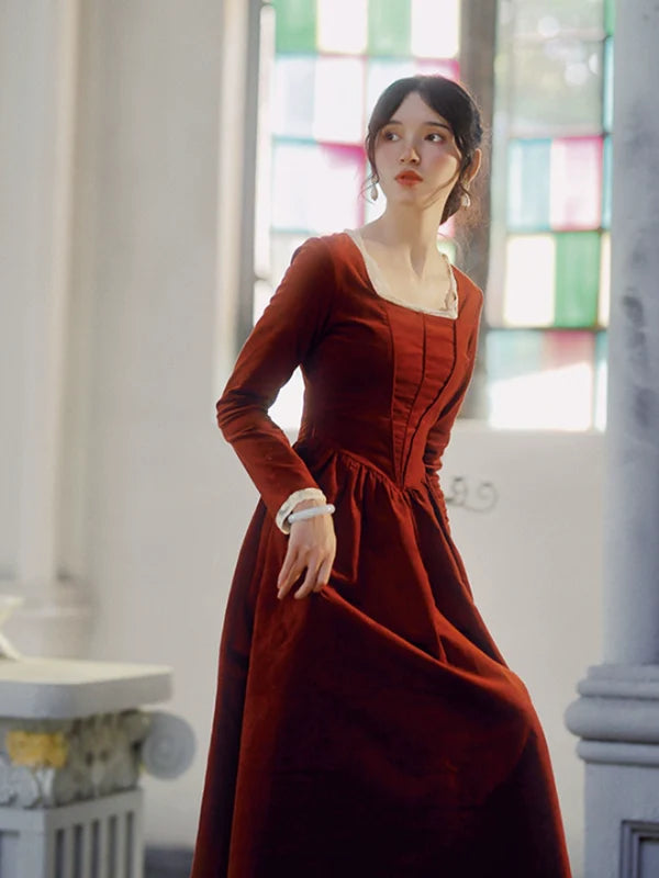 Crimson Elegance Lace Dress