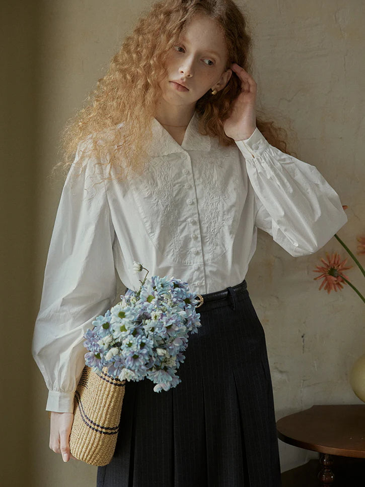 Embroidered Victorian Cotton Blouse