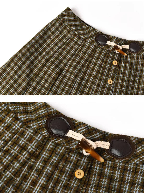 Timeless Plaid Wool Midi Skirt