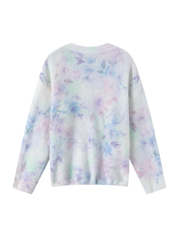 Dreamy Pastel Floral Mohair Sweater
