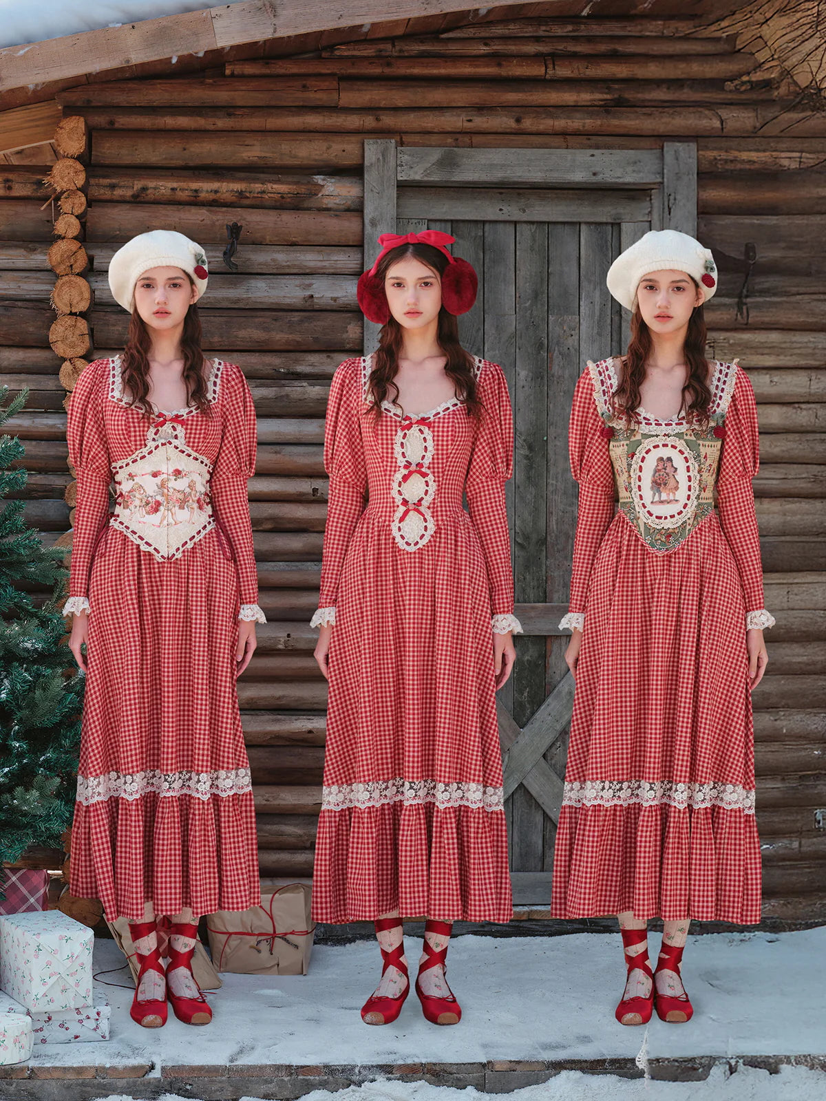 Vintage Cottagecore Red Gingham Dress