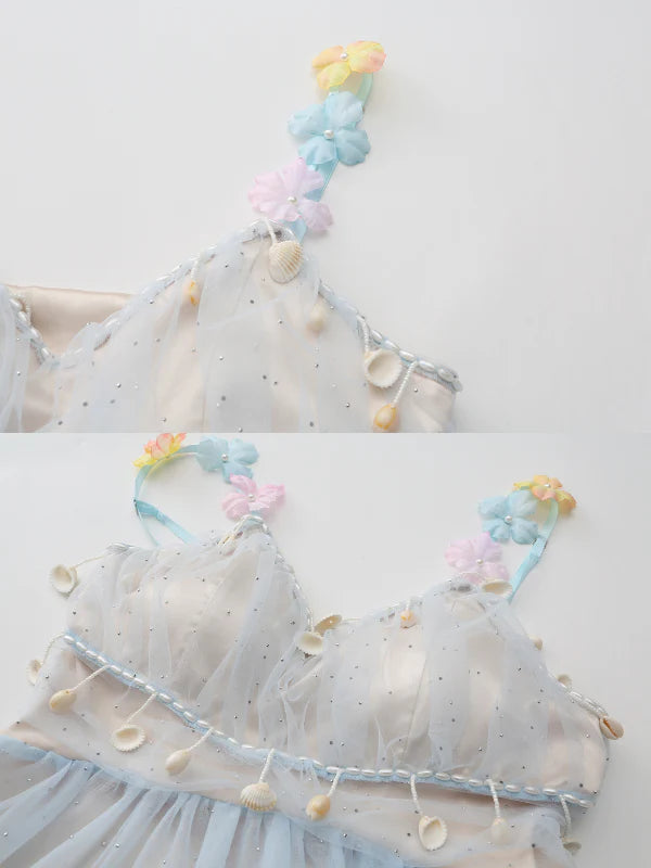 Blooming Petal Fairy Blue Tulle Dress
