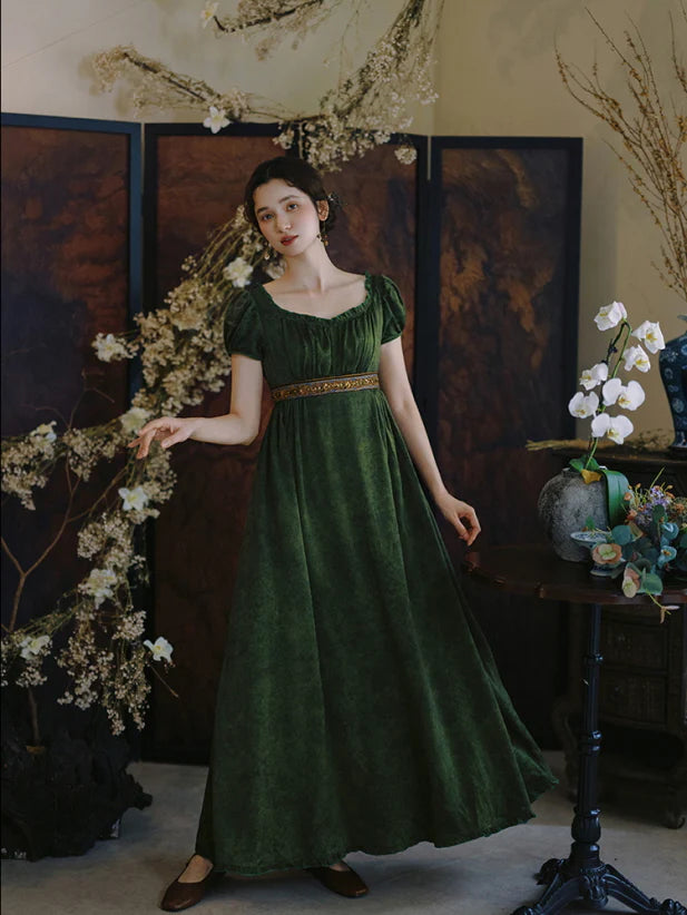Enchanted Forest Velvet Empire Dress