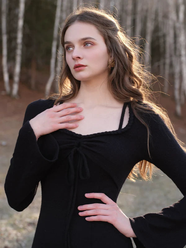 Classic Grace Black Cable Knit Dress