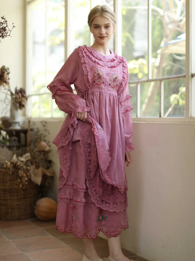 Ramie Embroidered Garden Dress