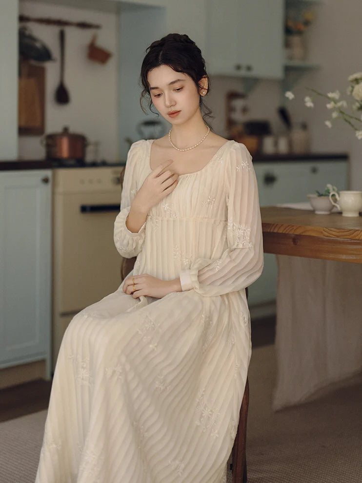 Square Neck Embroidered Fairy Dress