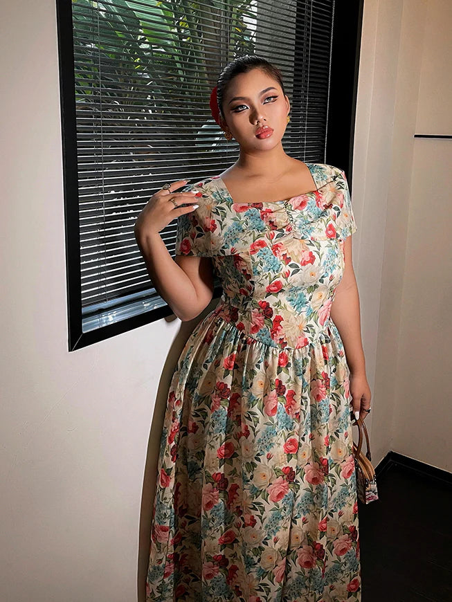 Blossom Garden Square-Neck Floral Dress