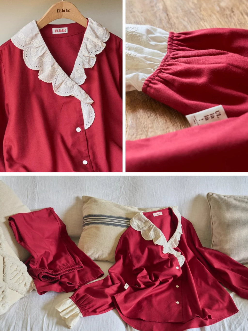 Autumn Romance Cotton Lace Pajama Set