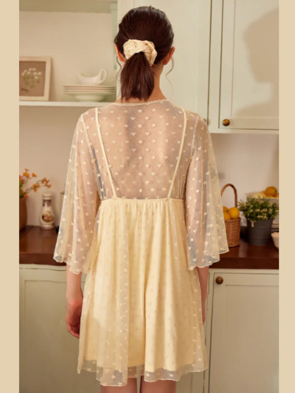 Buttercream Sheer Polka Dot Nightdress