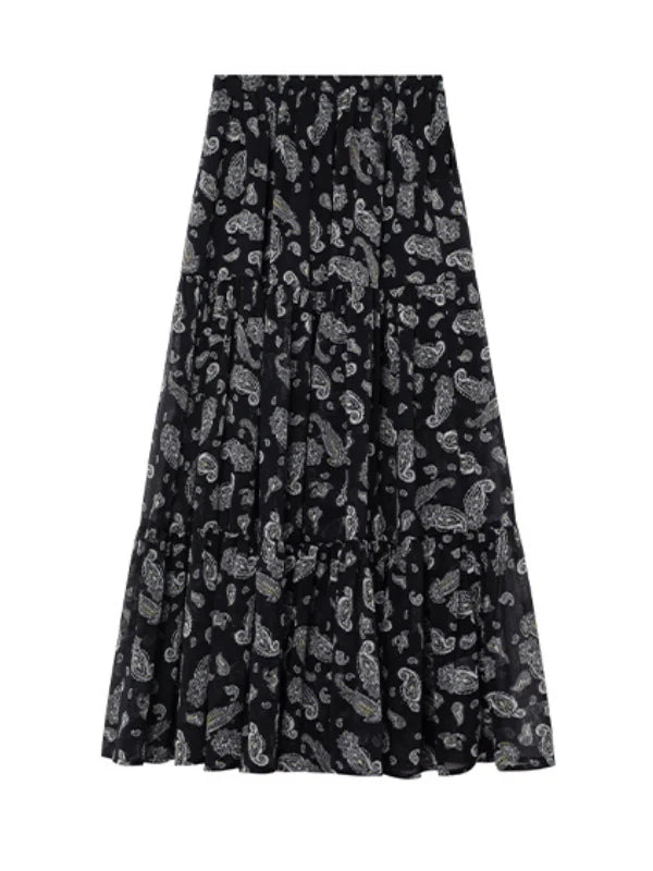 Black Ruffle Camisole & Paisley Maxi Skirt